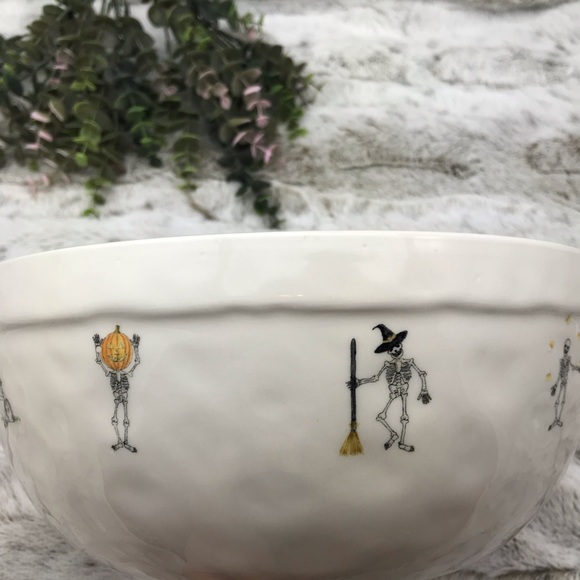 [Rae Dunn] Trick or Treat Skeletons Bowl Jack-O'-Lantern; Broomsticks Halloween